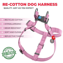 Eco-Friendly Recycled Cotton Dog Harness – Adjustable, Reflective & Hypoallergenic – Large (L) – Safe QR Code ID Tag for Pets